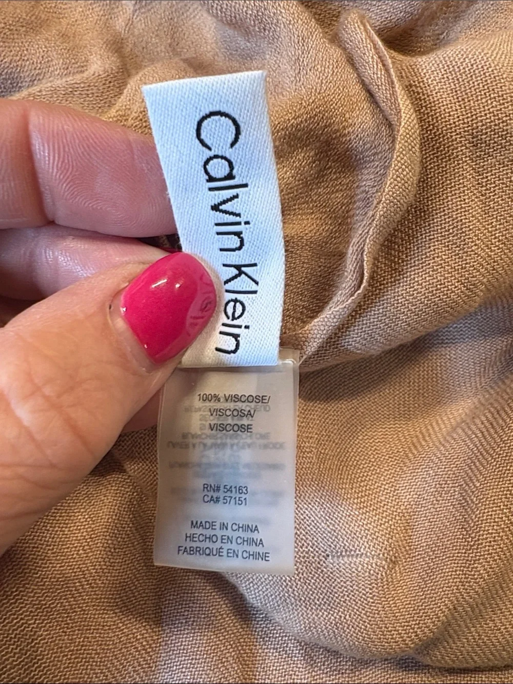 Calvin Klein Peach Lightweight Long Wrap
